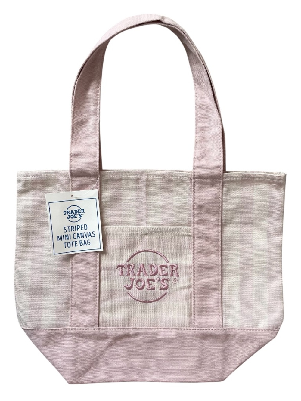 Trader Joe's Mini Striped Pastel Canvas Tote Bag NWT